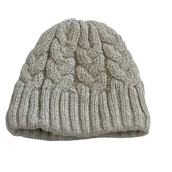 Under Armour Ivory/Cream/Neutral Halftime Cable Knit Beanie/Hat Fleece Lined - Picture 2 of 7
